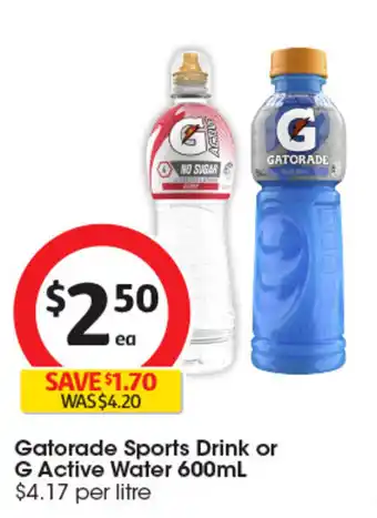 Coles Gatorade Sports Drink or G Active Water offer