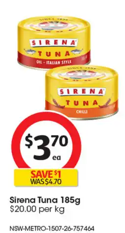 Coles Sirena Tuna offer