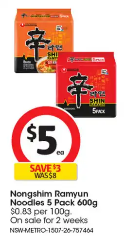 Coles Nongshim Ramyun Noodles offer