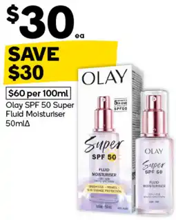 Woolworths Olay Super SPF 50 Fluid Moisturiser offer