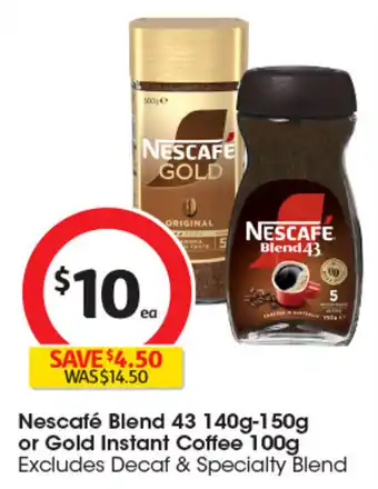 Coles Nescafe Blend 43 or Gold Instant Coffee offer