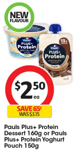Coles Pauls Plus+ Protein Dessert or Pauls Plus+ Protein Yoghurt Pouch offer