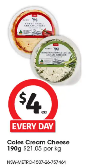 Coles Coles Cream Cheese offer