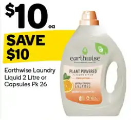 Woolworths Earthwise Laundry Liquid 2 Litre or Capsules Pk 26 offer