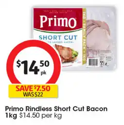 Coles Primo Rindless Short Cut Bacon offer