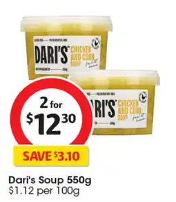 Coles Dari's Chicken and Corn Soup offer