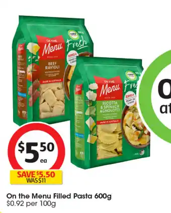Coles On the Menu Filled Pasta offer