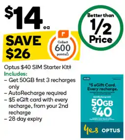 Woolworths Optus $40 SIM Starter Kit offer