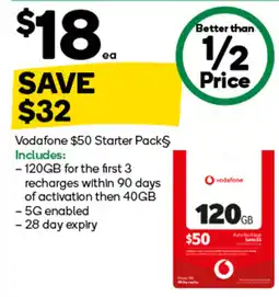 Woolworths Vodafone $50 Starter Pack offer