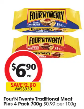 Coles Four'n Twenty Traditional Meat Pies offer