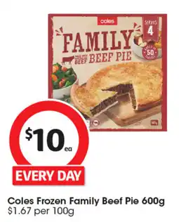 Coles Coles Frozen Family Beef Pie offer