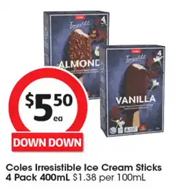 Coles Coles Irresistible Ice Cream Sticks offer