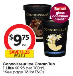 Coles Connoisseur Ice Cream Tub offer