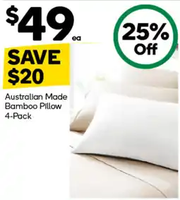 Woolworths Australian Made Bamboo Pillow offer