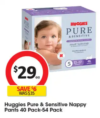 Coles Huggies Pure & Sensitive Nappy Pants offer