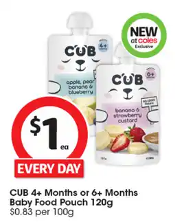 Coles CUB Baby Food Pouch offer