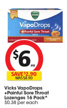 Coles Vicks VapoDrops +Painful Sore Throat Lozenges offer