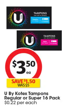 Coles U By Kotex Tampons offer