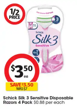 Coles Schick Silk 3 Sensitive Disposable Razors offer