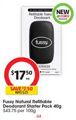 Coles Fussy Natural Refillable Deodorant offer