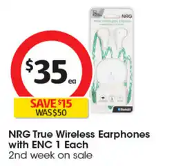 Coles NRG True Wireless Earphones with ENC 1 Each offer