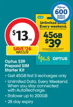 Coles Optus Prepaid SIM Starter Kit offer