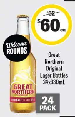 Coles Great Northern Original Lager Bottles offer