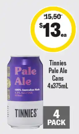 Coles Tinnies Pale Ale Cans offer