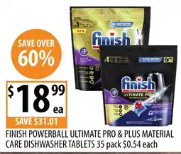 Supabarn Finish Powerball Ultimate Pro & Plus Material Care Dishwasher Tablets offer