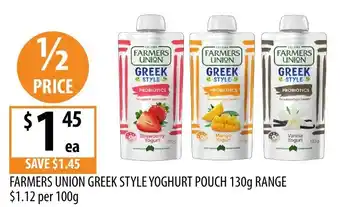 Supabarn Farmers Union Greek Style Yoghurt Pouch offer