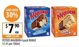 Supabarn Peters Maxibon 4 pack Range offer