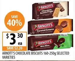 Supabarn Arnott's Chocolate Biscuits Selected Varieties offer