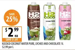Supabarn H2Coco Coconut Water Pure, Lychee and Chocolate offer