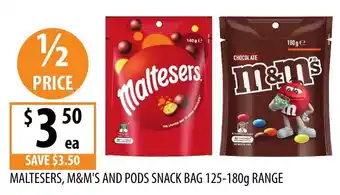Supabarn Maltesers, M&M'S and Pods Snack Bag offer