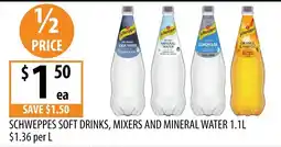 Supabarn Schweppes soft drinks, mixers and mineral water offer