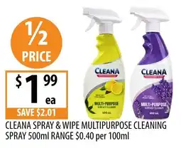 Supabarn Cleana Spray & Wipe Multipurpose Cleaning Spray offer