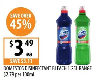 Supabarn Domestos Disinfectant Bleach 1.25L Range offer