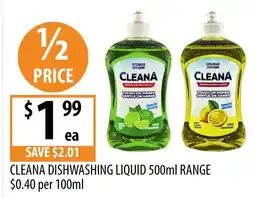 Supabarn Cleana Dishwashing Liquid 500ml Range offer