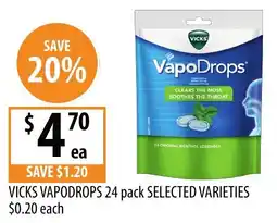 Supabarn Vicks VapoDrops 24 pack Selected Varieties offer