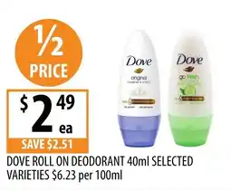 Supabarn Dove Roll On Deodorant offer