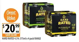 Supabarn Hard Rated 4.5% 375ml x 4 pack Range offer
