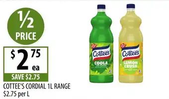 Supabarn Cottée's Cordial 1L Range offer