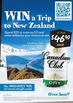 Cellarbrations Canadian club 4.8% premix range cans offer