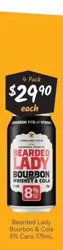 Cellarbrations Bearded lady bourbon & cola 8% cans offer