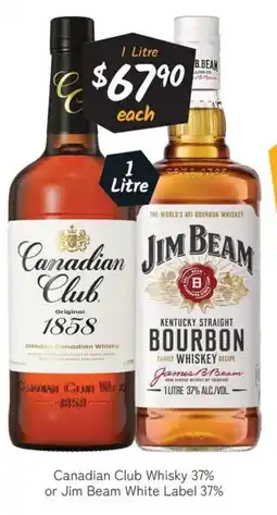 Cellarbrations Canadian club whisky 37% or jim beam white label 37% offer
