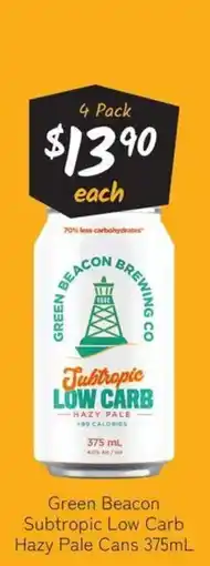 Cellarbrations Green beacon subtropic low carb hazy pale cans offer