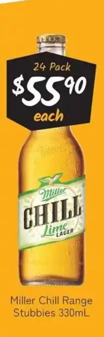 Cellarbrations Miller chill range stubbies offer