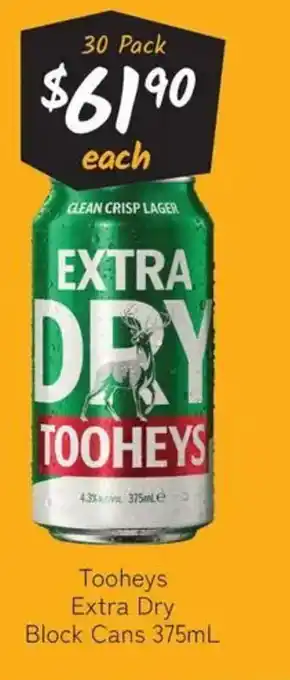 Cellarbrations Tooheys extra dry block cans offer