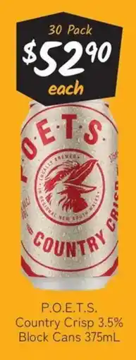 Cellarbrations P.o.e.t.s. country crisp 3.5% block cans offer