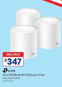 Officeworks Tp link deco x50 mesh wi-fi 6 router 3 pack offer